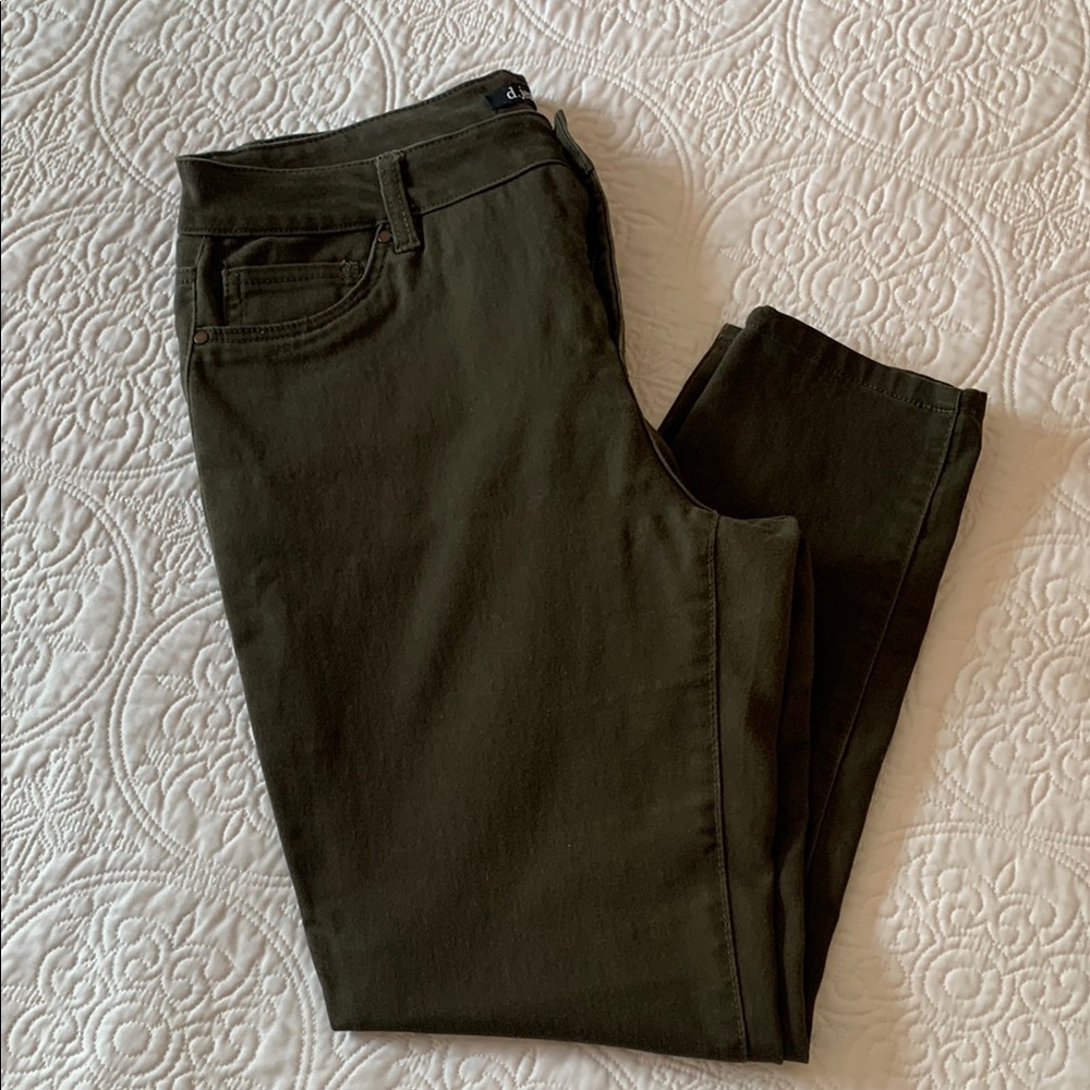Dark Green Cropped Skinny Jeans